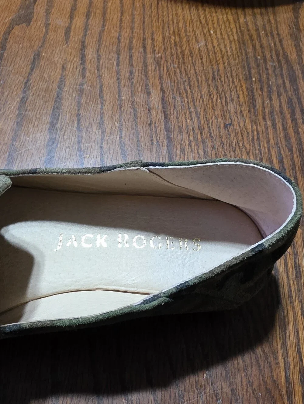 Jack Rogers Audrey Suede Flat Espadrilles Green Camo Size 6